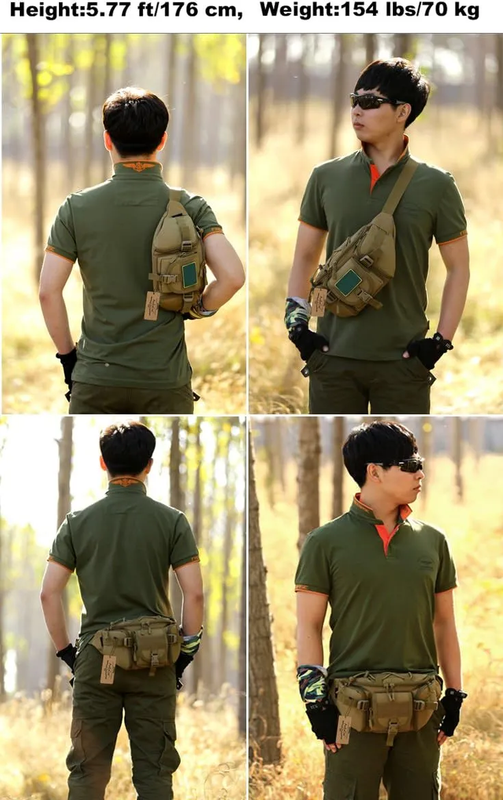 ArcEnCiel Tactical Fanny Pack for Men Waist Bag Hip Belt Outdoor Hiking Fishing Bumbag with Patch