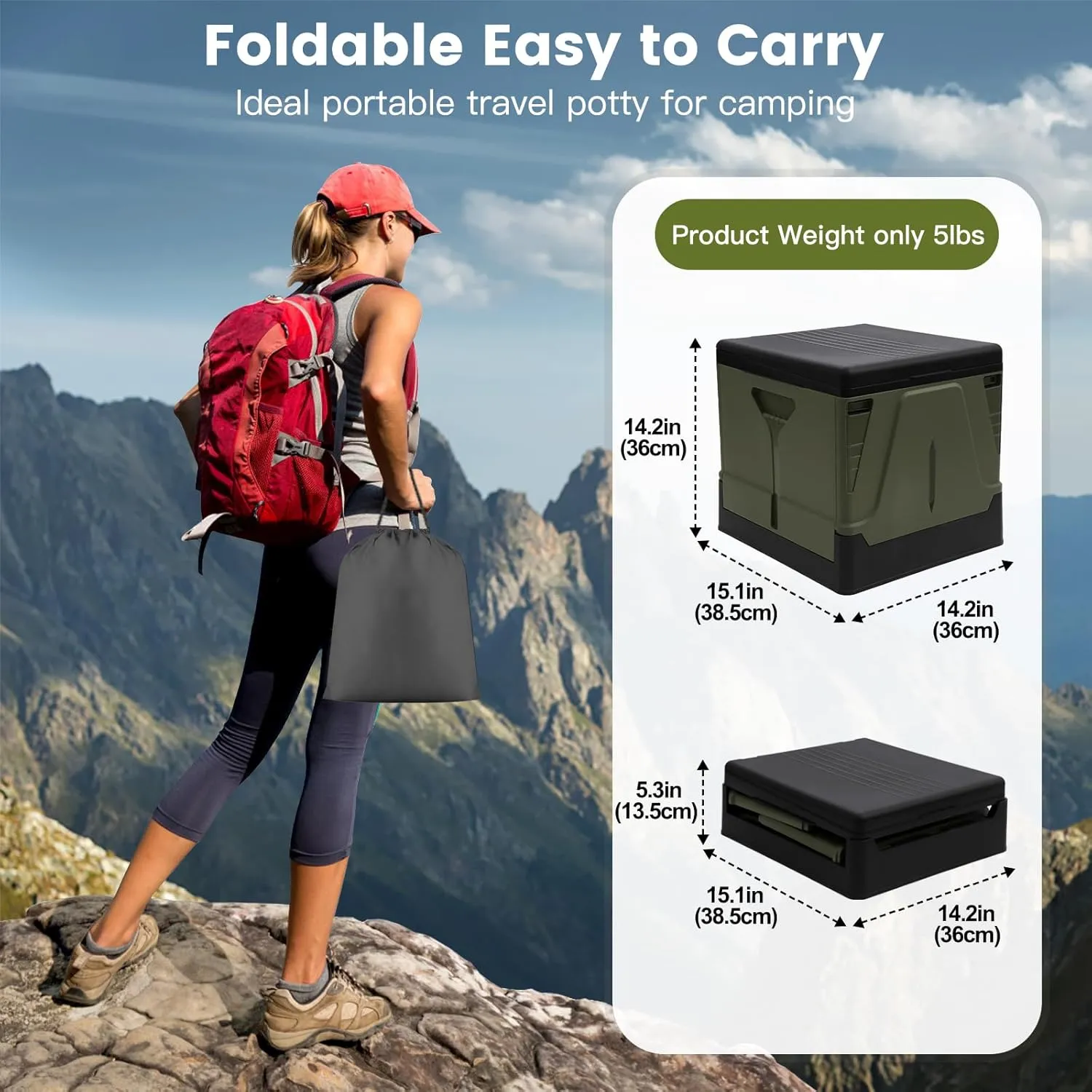 ARCITON PORMYTRIP Portable Toilet Camping Toilets for Car Indoor Outdoor Commode Foldable Travel Potty for Camping,Tent,Hiking,Boating,Long Road Trips,Traffic jam,Home