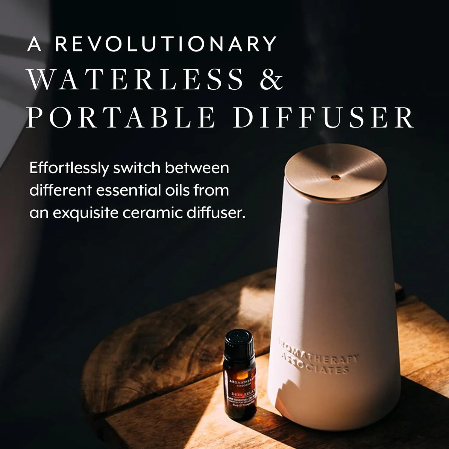 Aromatherapy Associates Atomizer and Deep Relax Essential Oil (.33 fl oz) Collection. Waterless, Portable Essential Oil Diffuser with a Tranquil Blend for Sleep