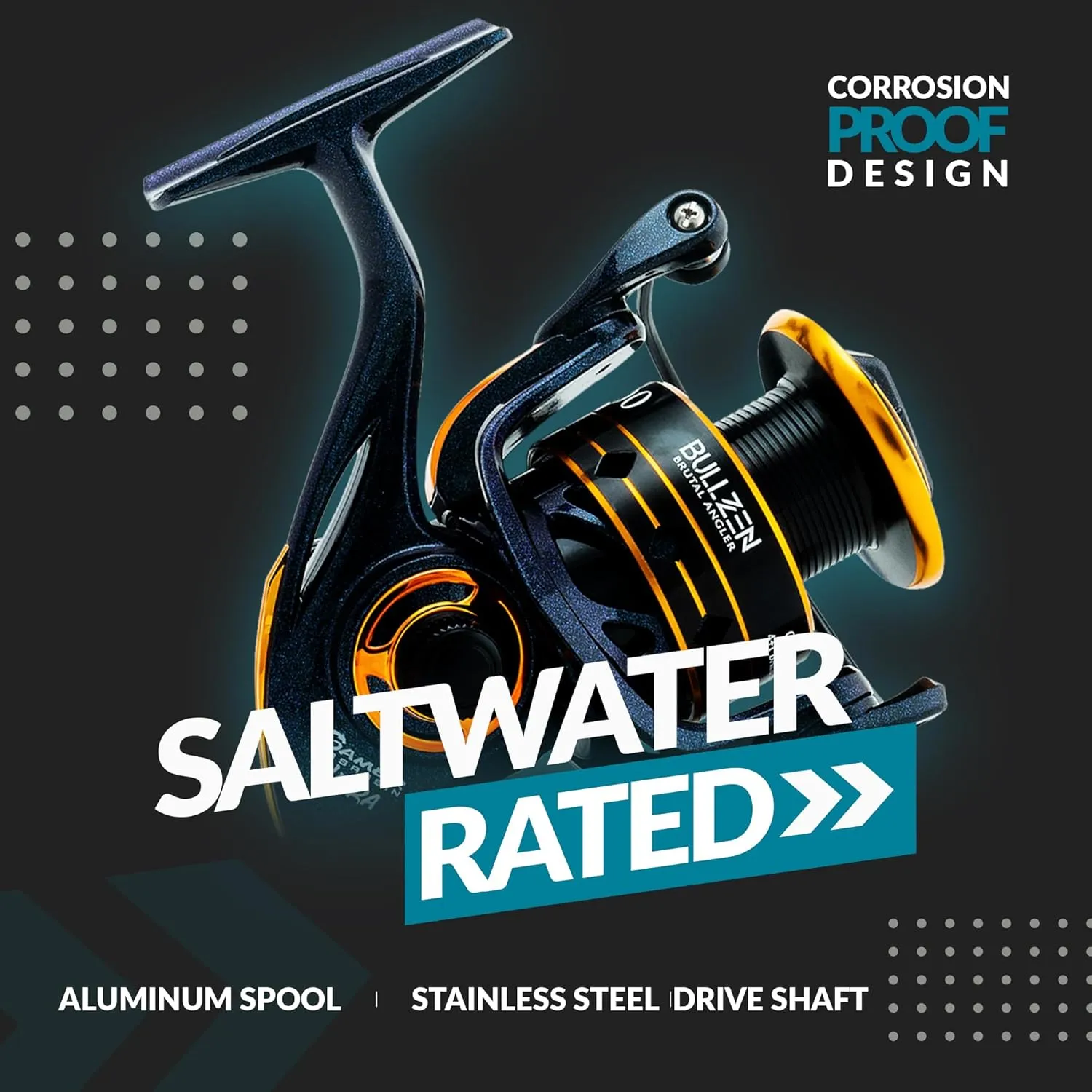 Assassin Ultra Fishing Reel – Saltwater or Freshwater Spinning Reel – Sizes 1000 2000 3000 4000 5000 – Smooth 26lb Max Drag – High Speed Gearing – Double Anodized Spool, Blue/Gold