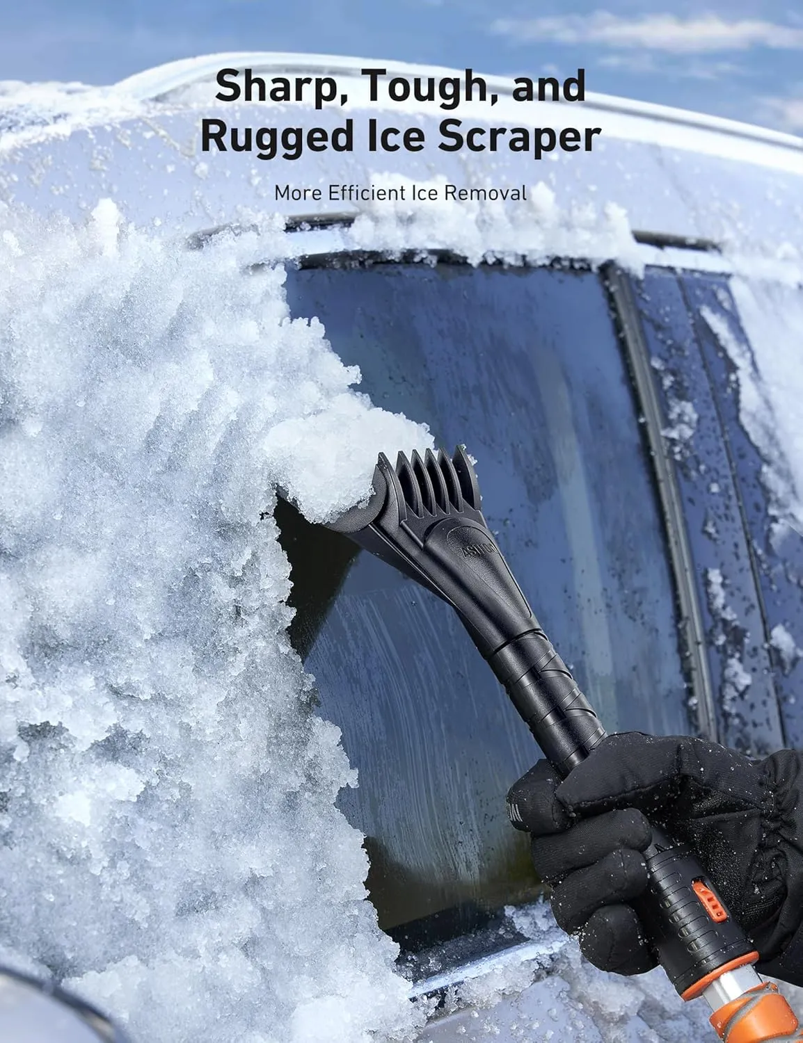 AstroAI 39.37" Ice Scrapers for Car Windshield and Snow Brush with Foam Grip and 360° Pivoting Brush Head for Christmas Car Auto Truck SUV(Orange)