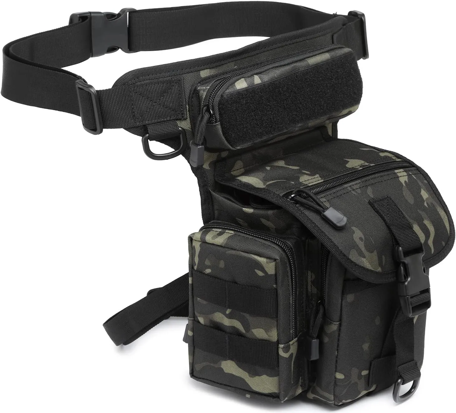 ATBP Tactical Drop Leg Pouch Bag Thigh Bag Pack Military Waist Bag Pack For Motorcycle Racing Bike Cycling Hiking horse Riding (Black Camo 2 Packs)