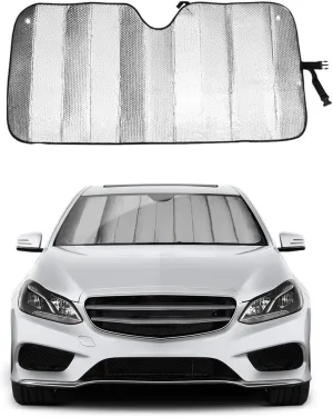 Augeny Car Windshield Sunshade, 68.5"×27.6" Foldable Sunshades Reflects UV & Heat and Keep Your Vehicle Cool, Auto Front Window Reflective Visor Shield Cover, Sun Protection Car Accessories(Sliver)