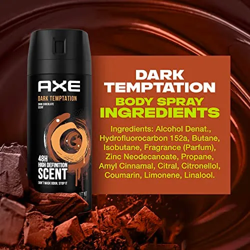 AXE Body Spray Deodorant Dark Temptation for Long Lasting Odor Protection Deodorant for Men Formulated Without Aluminum 4.0 oz