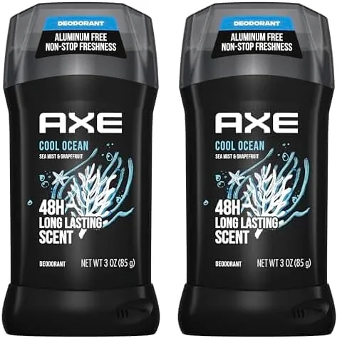 AXE Deodorant Stick for Men Cool Ocean For Long Lasting Odor Protection All Day Fresh Scent Men's Deo, Aluminum Free 3 oz (Pack of 2)