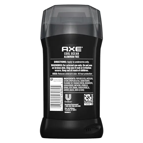 AXE Deodorant Stick for Men Cool Ocean For Long Lasting Odor Protection All Day Fresh Scent Men's Deo, Aluminum Free 3 oz (Pack of 2)
