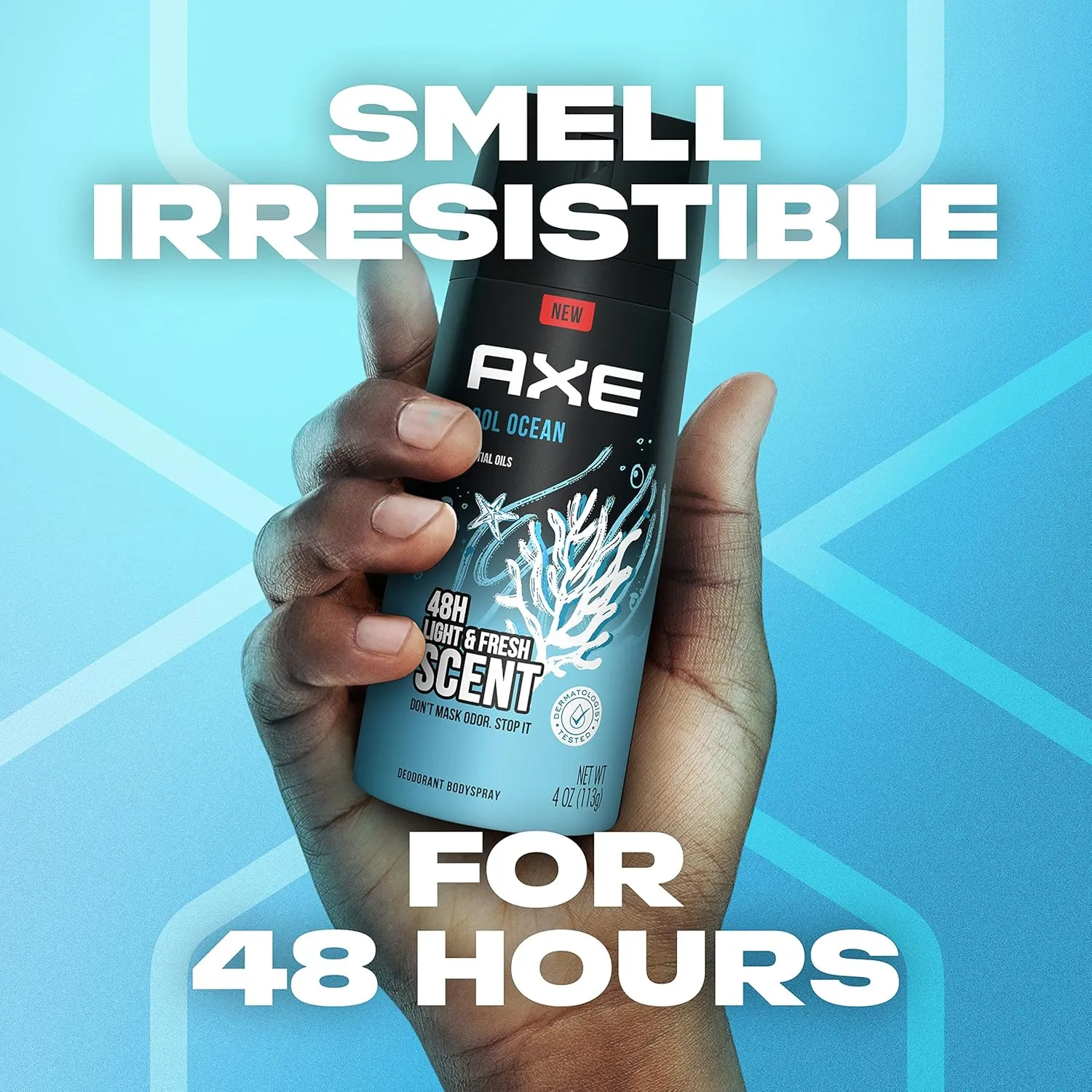 AXE Dual Action Body Spray Deodorant for Long Lasting Odor Protection Cool Ocean All Day Fresh Scent Mens Deodorant Formulated Without Aluminum, 4 Oz (Pack of 4)
