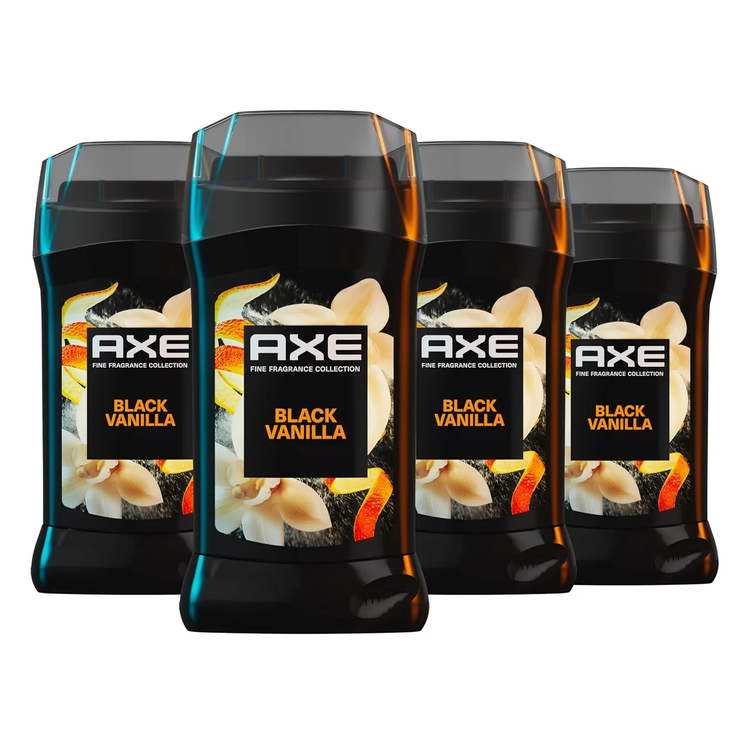 AXE Fine Fragrance Collection Deodorant Stick Black Vanilla with Orange   Sandalwood Essential Oils 4 Pack with 72H Freshness Aluminum-Free 3 oz