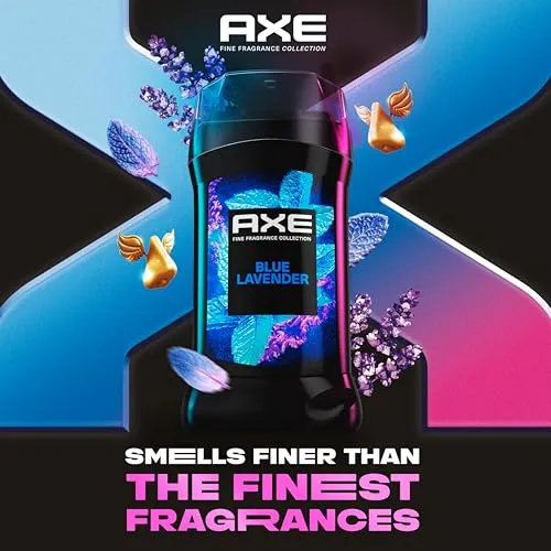AXE Fine Fragrance Collection Deodorant Stick Blue Lavender with Mint   Amber Essential Oils 4 Pack with 72H Freshness Aluminum-Free 3 oz