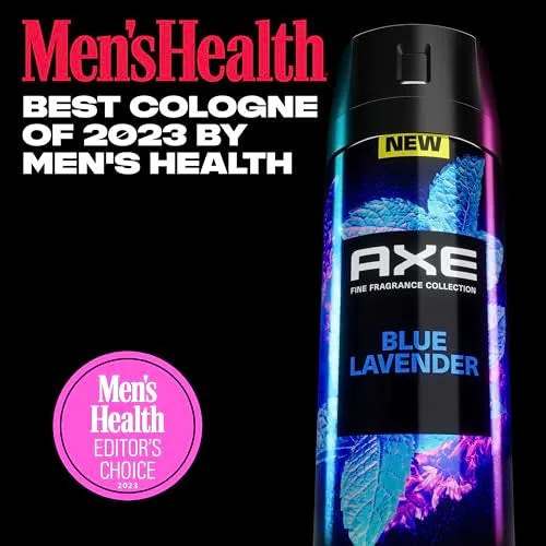 AXE Fine Fragrance Collection Premium Deodorant Body Spray for Men Blue Lavender 3 Count with 72H Odor Protection and Freshness Infused with Lavender, Mint, and Amber Essential Oils 4 oz