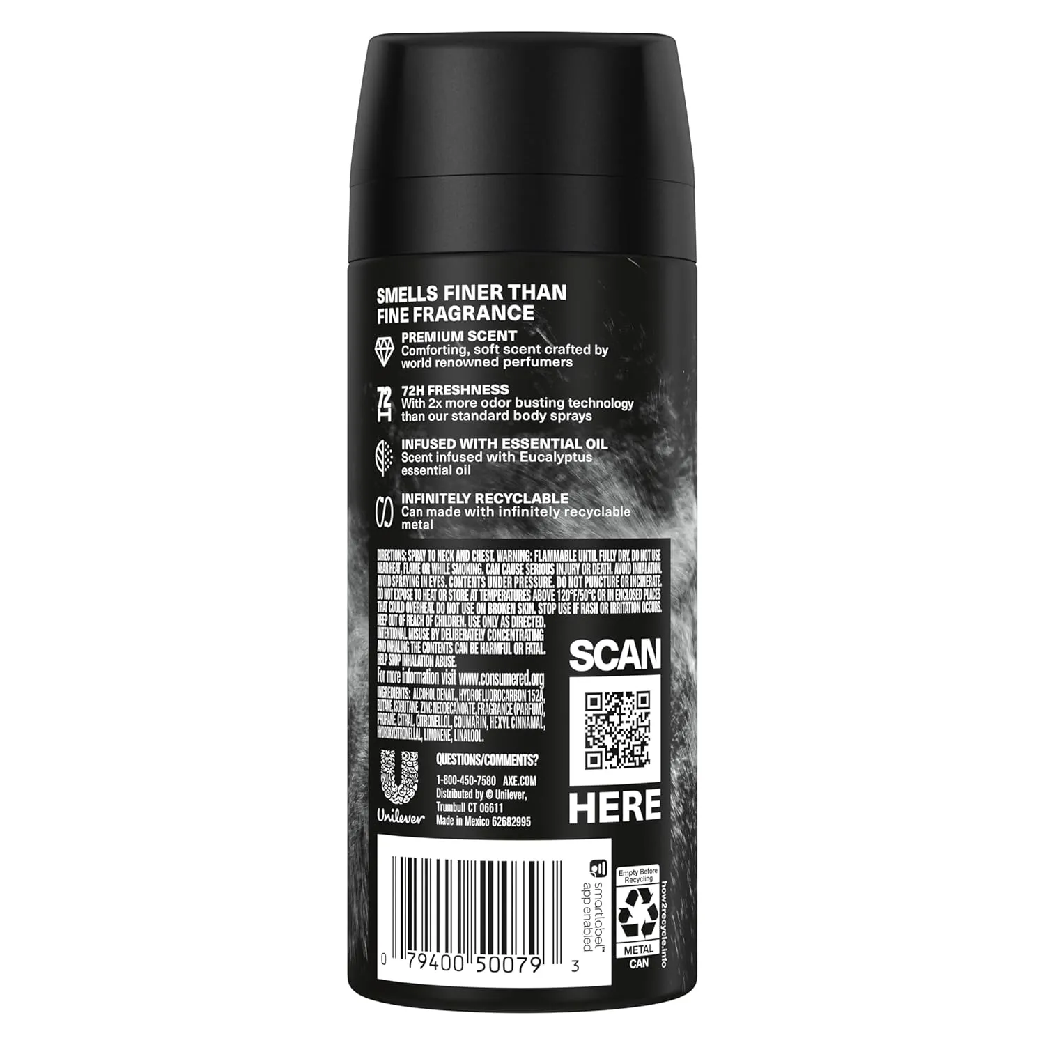 AXE Fine Fragrance Collection Premium Deodorant Body Spray for Men Pure Coconut 3 Count with 72H Odor Protection and Freshness Infused with Coconut, Eucalyptus, and Oak Essential Oils 4 oz