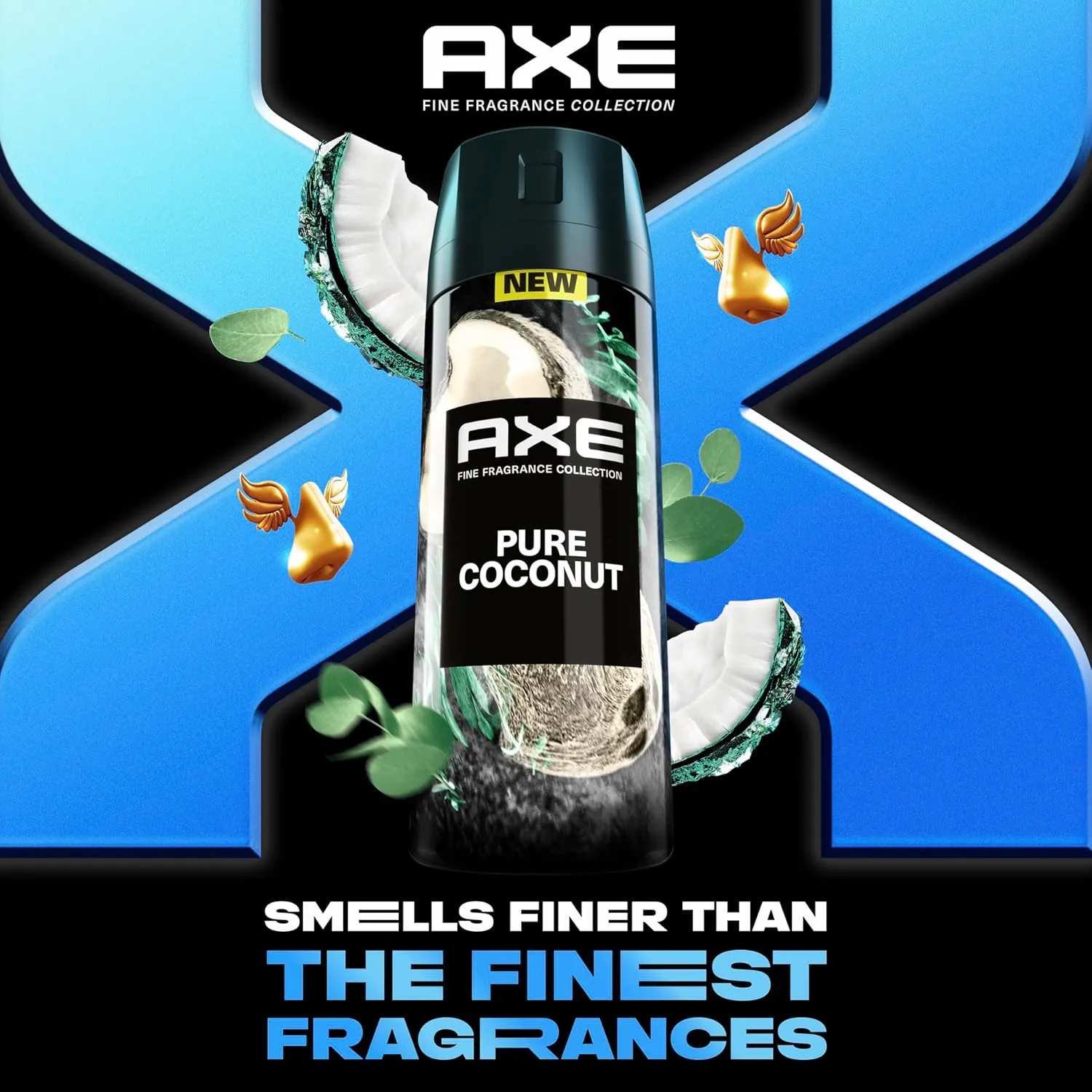 AXE Fine Fragrance Collection Premium Deodorant Body Spray for Men Pure Coconut 3 Count with 72H Odor Protection and Freshness Infused with Coconut, Eucalyptus, and Oak Essential Oils 4 oz