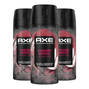 AXE Fine Fragrance Deodorant Body Spray for Men 3 Pack Cherry Spritz Aluminum Free 4.0 oz