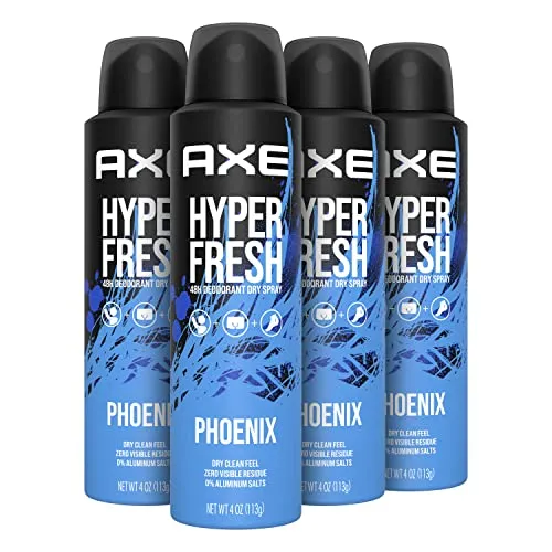 AXE Phoenix Deodorant Spray 48 Hour Odor Protection Crushed Mint and Rosemary Deodorant without Aluminum and without Residue, 4 Ounce (Pack of 4)