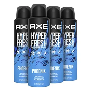 AXE Phoenix Deodorant Spray 48 Hour Odor Protection Crushed Mint and Rosemary Deodorant without Aluminum and without Residue, 4 Ounce (Pack of 4)