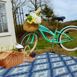 Aztec Kilim - Blue Multi (9' x 12') Foldable Rug