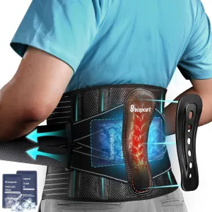 Back Brace for Lower Back Pain,Reusable Ice Pack for Injuries Lumbar Support Belt for Men Women,Bionic Spine Design Back Brace with Cold Pad for Sciatica Herniated Disc,L