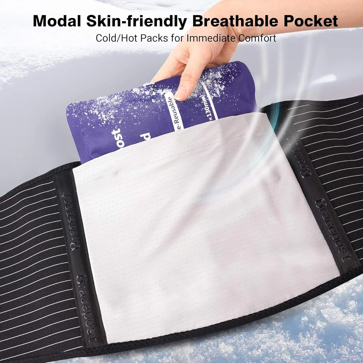 Back Brace for Lower Back Pain,Reusable Ice Pack for Injuries Lumbar Support Belt for Men Women,Bionic Spine Design Back Brace with Cold Pad for Sciatica Herniated Disc,L