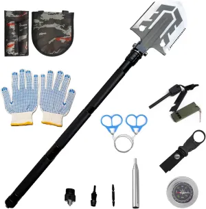 Backpacking Trowel Folding Survival Shovel, 180 Degree Tactical Multifunctional Camping Shovel - Unbreakable Military Shovel for Backpacking, Hiking, Hunting, Car Emergency (Black2)
