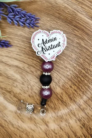Badge Reel-Admin Assistant Words Heart (Wine) TS001