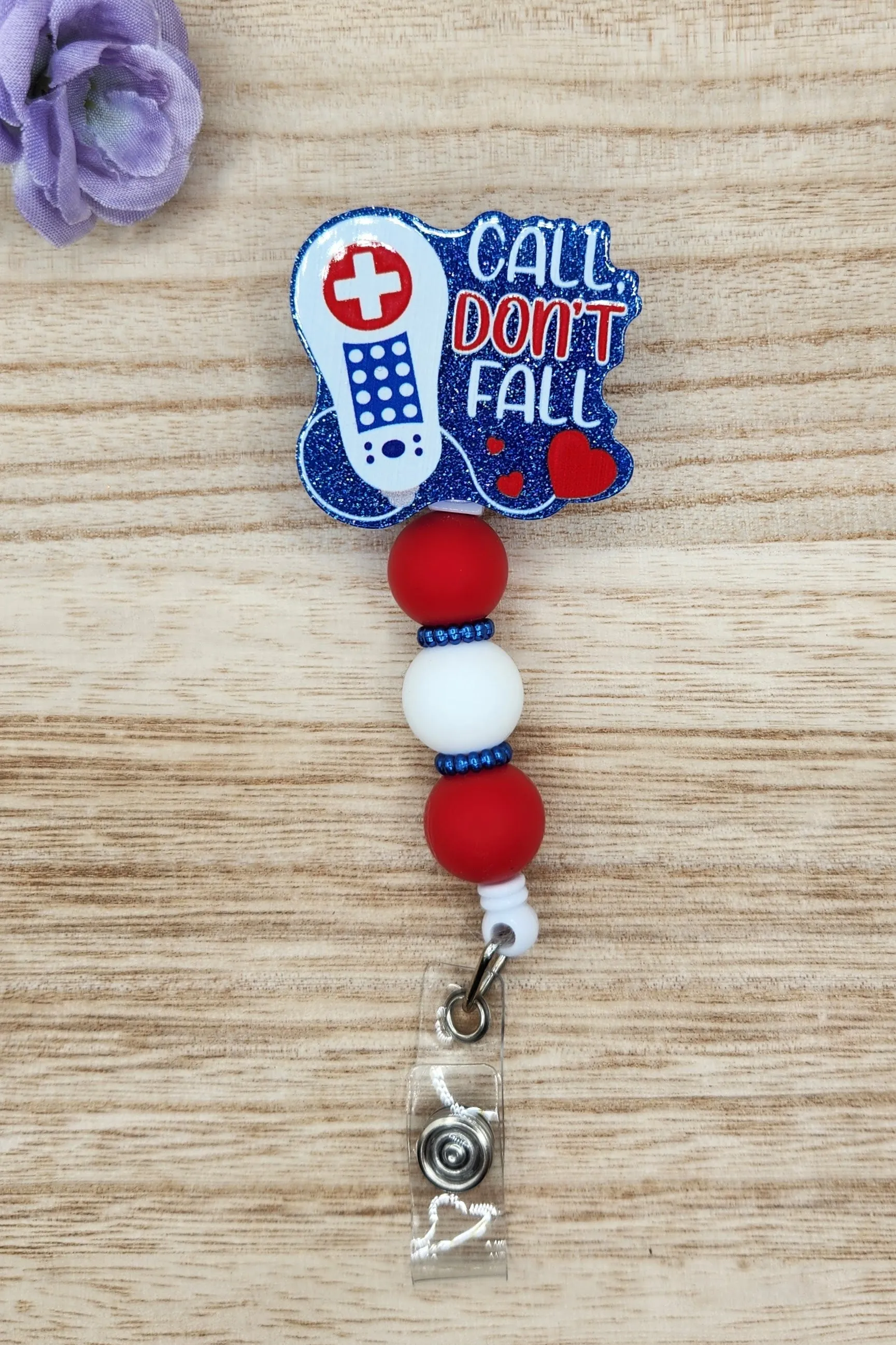Badge Reel-Call Don't Fall (Blue Glitter) NP006