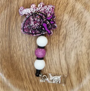 Badge Reel-Cardiology Heart (Purple Tinsel Glitter) NP009