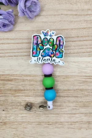 Badge Reel-Dog Mom (Tropical Floral) AV002