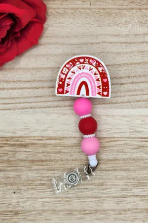 Badge Reel-Heart Rainbow (Pink & Red) SF002