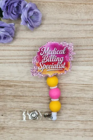 Badge Reel-Medical Billing Specialist (Pink Glitter) NP045