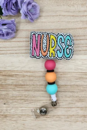 Badge Reel-Nurse Large Dot Litters (Silver Glitter) NP054