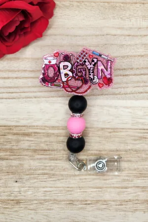 Badge Reel-OBGYN (Pink Glitter) NP059