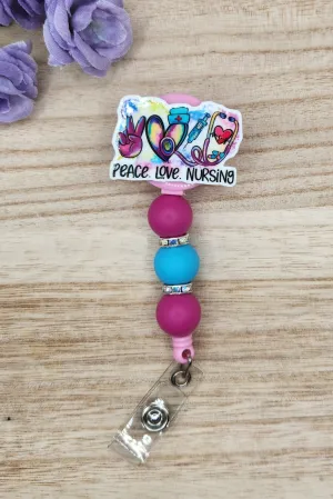 Badge Reel-Peace Love Nursing NP019