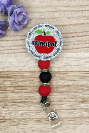 Badge Reel-Principal Apple (Silver Glitter) TS009