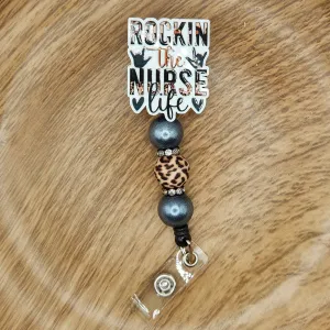 Badge Reel-Rockin the Nurse Life (Black Leopard) NP025