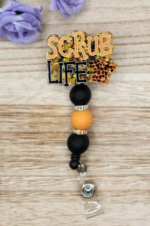 Badge Reel-Scrub Life (Gold Sequin Glitter) NP082