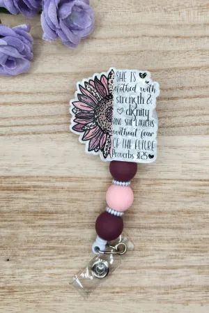 Badge Reel-She Is Clothed with Strength FR003