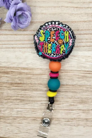 Badge Reel-Speech Therapy Neon Leopard (Black Glitter) NP100