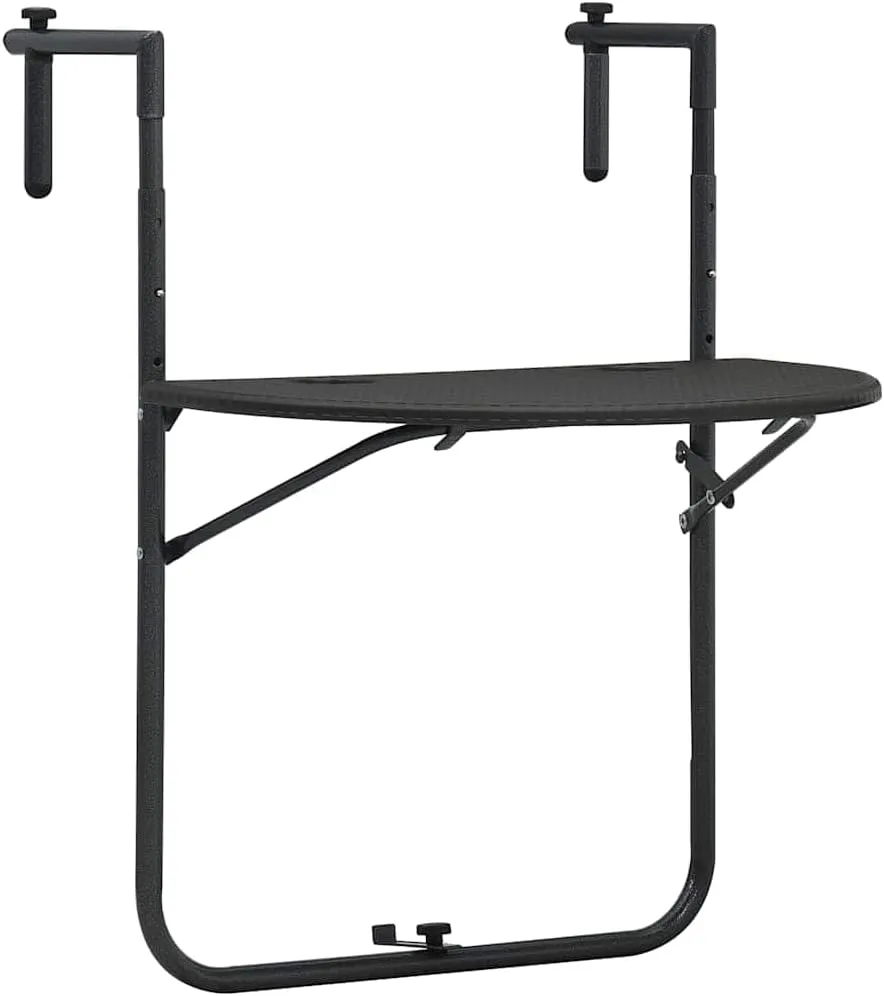 Balcony Table Brown Foldable Outdoor Furniture, Steel Side Tables, Coffee Dining Medium, Woven Plastic, for Camping, 188 Characters