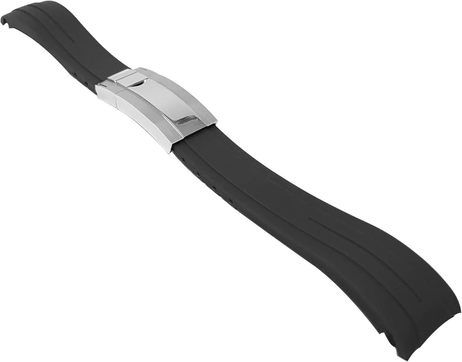 Bandini 20mm Curved End Rubber Watch Band for Rolex Submariner, Daytona, Ghost, Yachtmaster & More, Curved Rubber Watch Strap, Waterproof, With Deployment Clasp or without Clasp