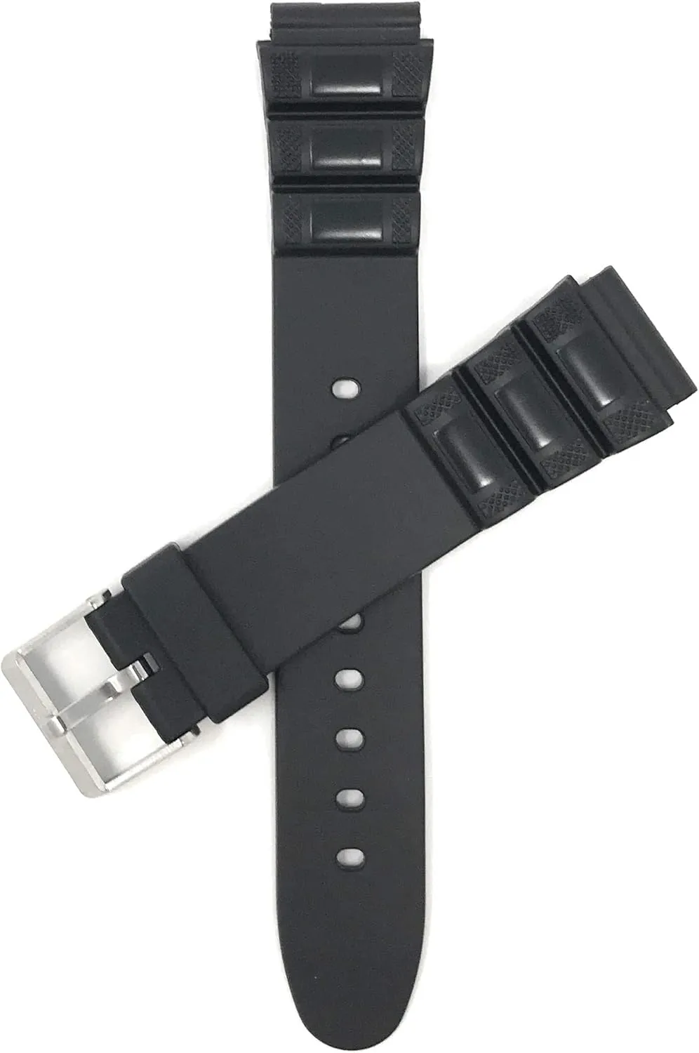 Bandini Rubber Watch Band, Black Resin Replacement for Casio, Fits Timex Digital Watch Bands & More, Waterproof Sports Strap, 2 Spring Bars Included - 18mm