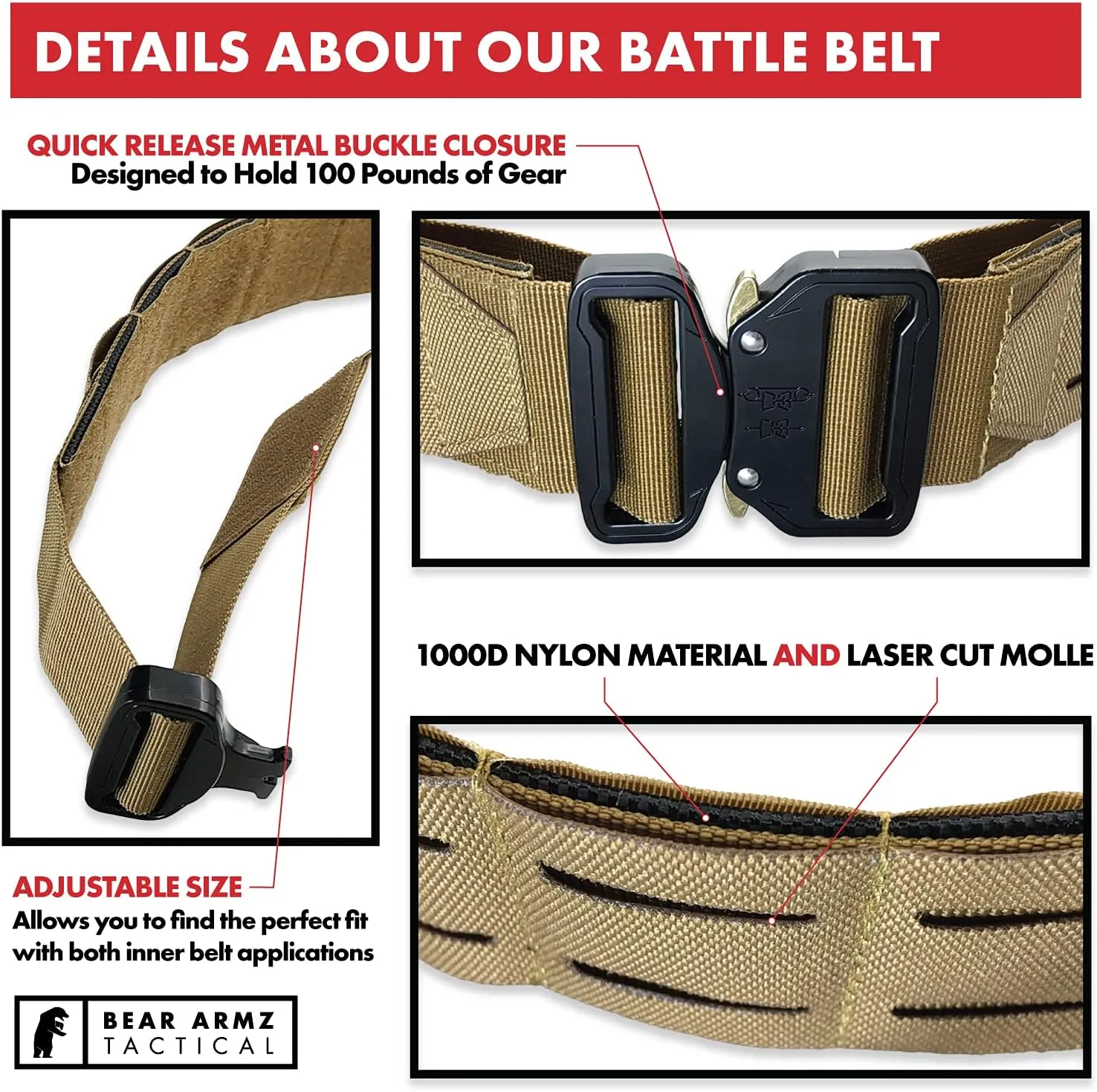 Battle Belt | Heavy Duty Nylon Belts | Molle Riggers Belt | American Company