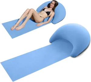 Beach mat with Inflatable Pillow, Portable mat, 70X30Inch (Blue)