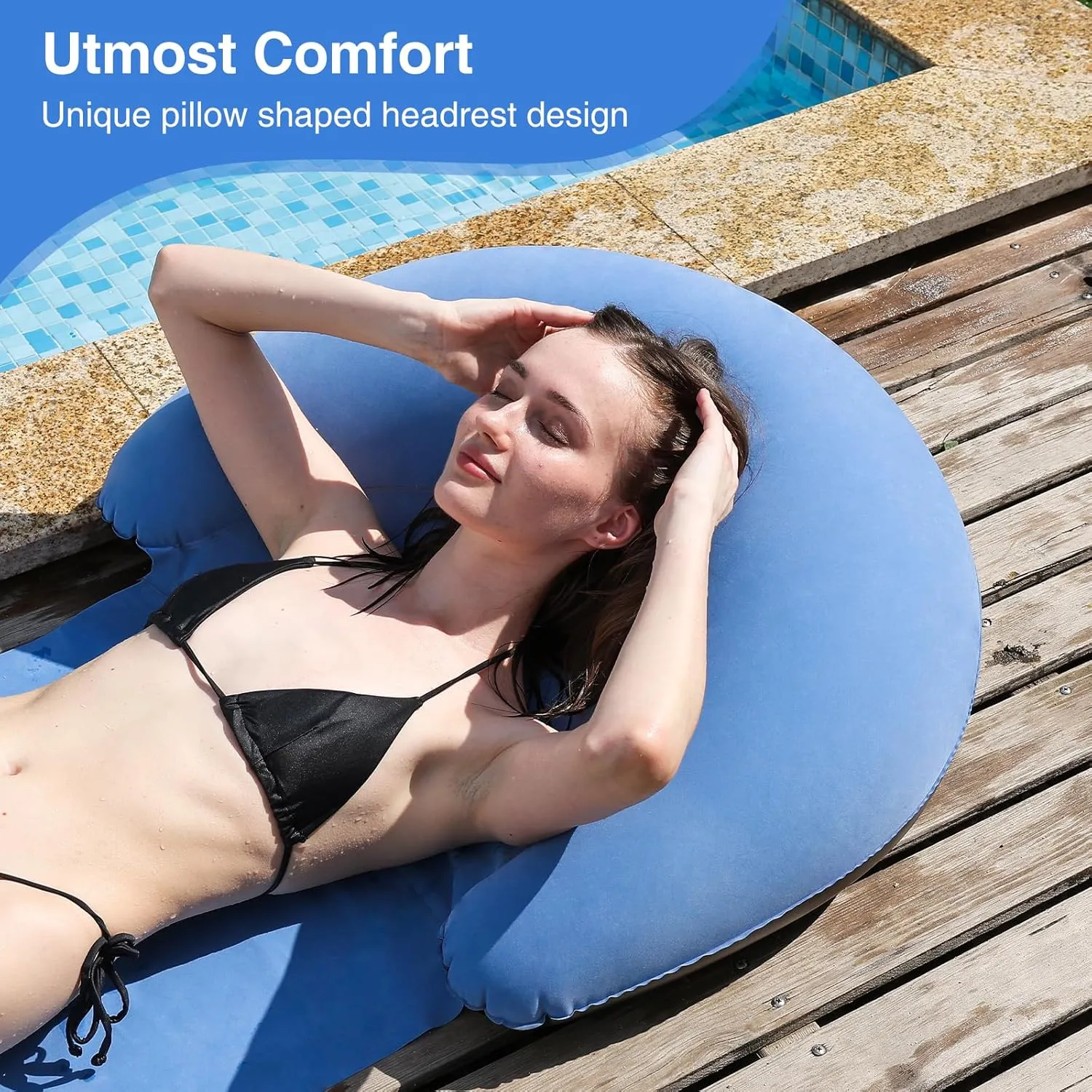 Beach mat with Inflatable Pillow, Portable mat, 70X30Inch (Blue)