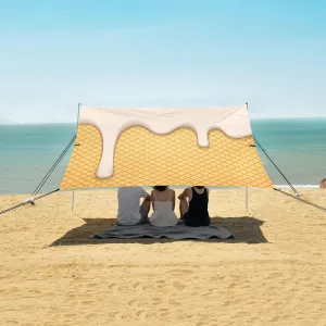 Beach Shade Tent with UPF50  UV Protection,Melting White Ice Cream Lightweight Camping Sun Shelter for Outdoor,Camping Trips, Fishing, Backyard,Picnics,Easy Set Up and Carry 9x10.5 FT
