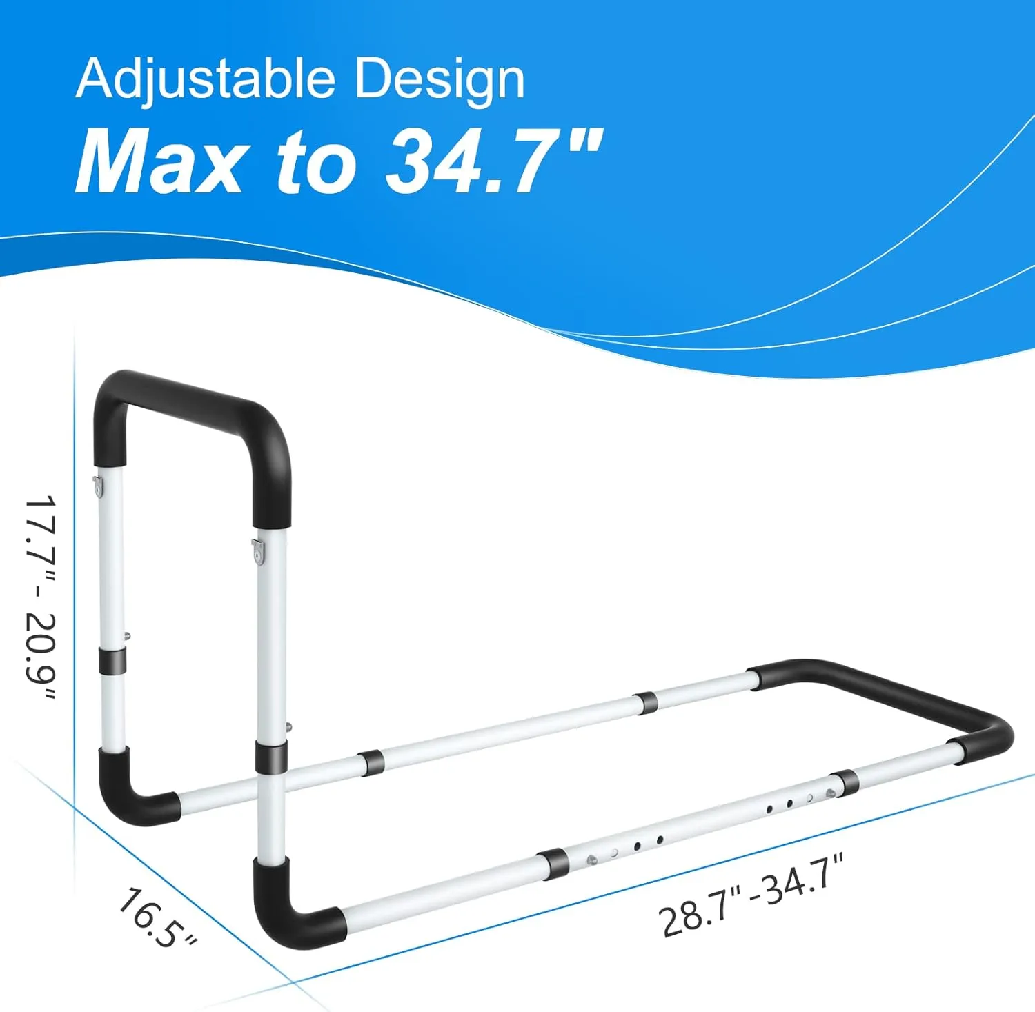 Bed Rails for Elderly Adults - Bed Assist Rail Medical Bed Support Bar Mobility Assistant with Free Storage Bag and Fixing Strap, Fit King, Queen, Full, Twin