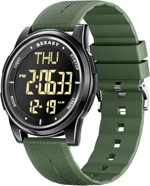 Beeasy Digital Watch Waterproof with Stopwatch Alarm Countdown Dual Time, Ultra-Thin Super Wide-Angle Display Digital Wrist Watches for Men Women