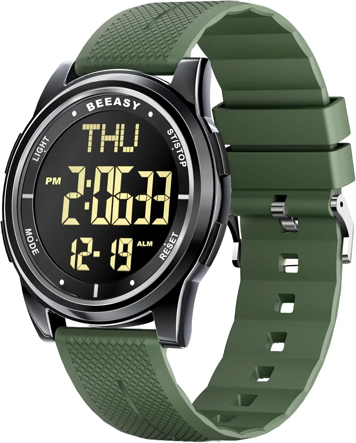 Beeasy Digital Watch Waterproof with Stopwatch Alarm Countdown Dual Time, Ultra-Thin Super Wide-Angle Display Digital Wrist Watches for Men Women