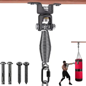 BeneLabel Punching Bag Hanger with Spring 360° Rotation Heavy Bag Beam Hanger Beam Mount Hardware Bracket for Boxing Bag with Carabiner, 150 LB Capacity
