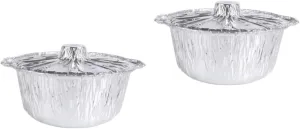 BESPORTBLE 2pcs 3800ml Stew Pot Camping Cooking Set Aluminum Foil Oven Pot Lid BBQ Pan Lid Outdoor Cooking Gear