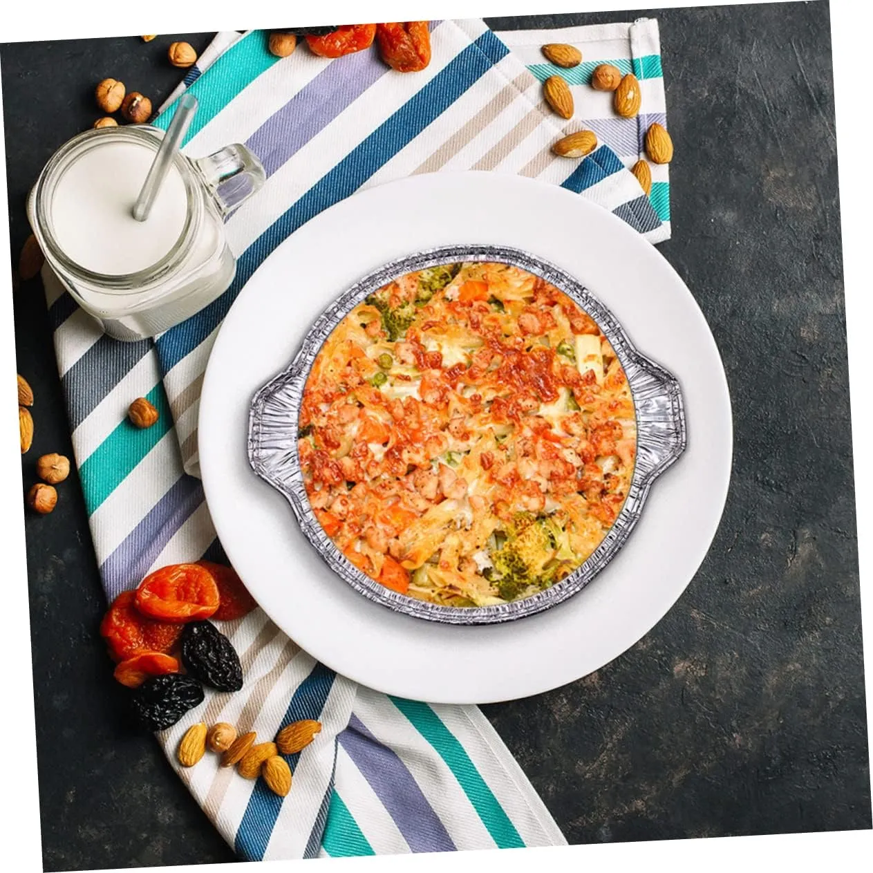 BESPORTBLE 2pcs 3800ml Stew Pot Camping Cooking Set Aluminum Foil Oven Pot Lid BBQ Pan Lid Outdoor Cooking Gear
